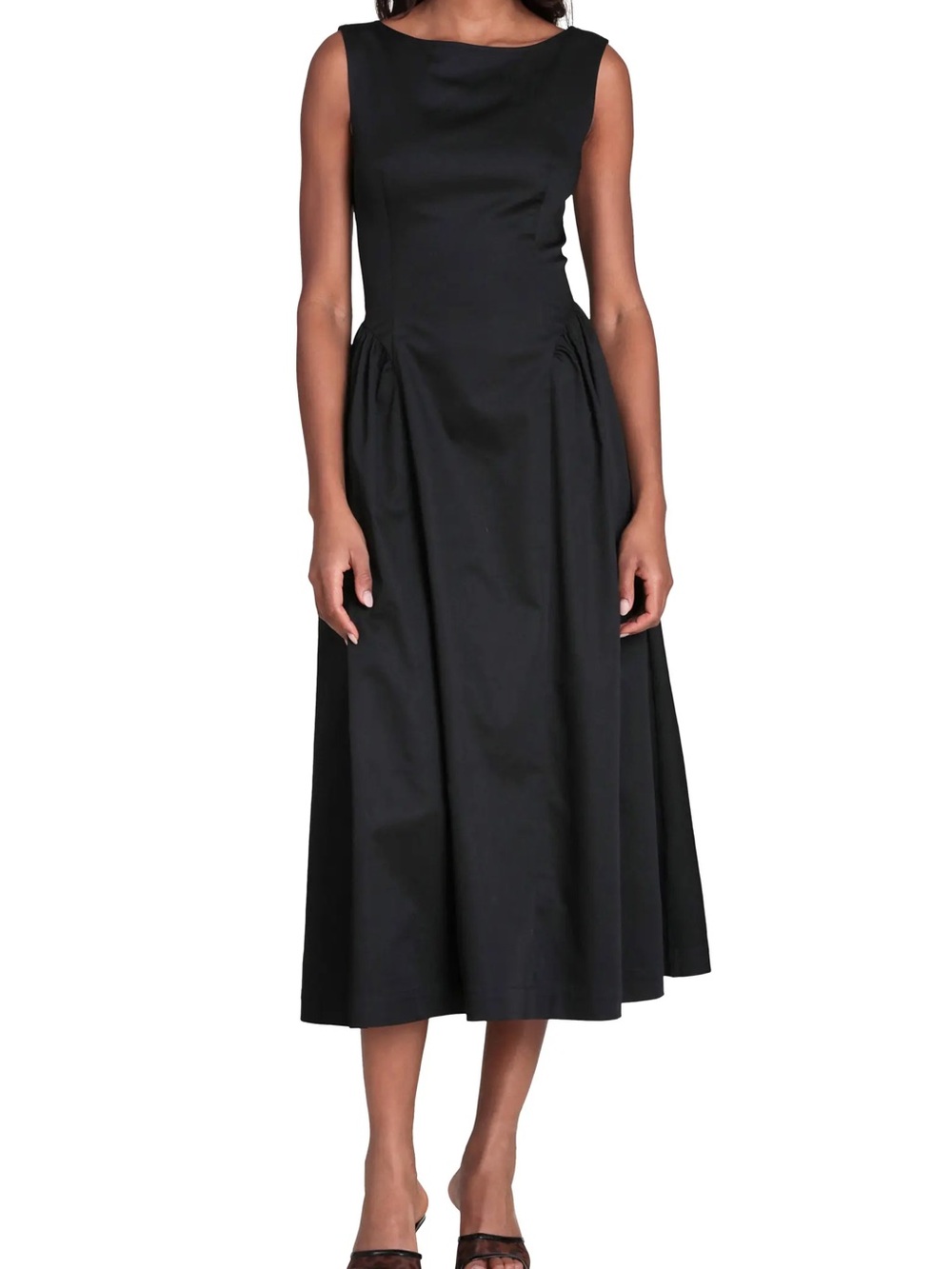 Elegant Black Sleeveless Midi Dress